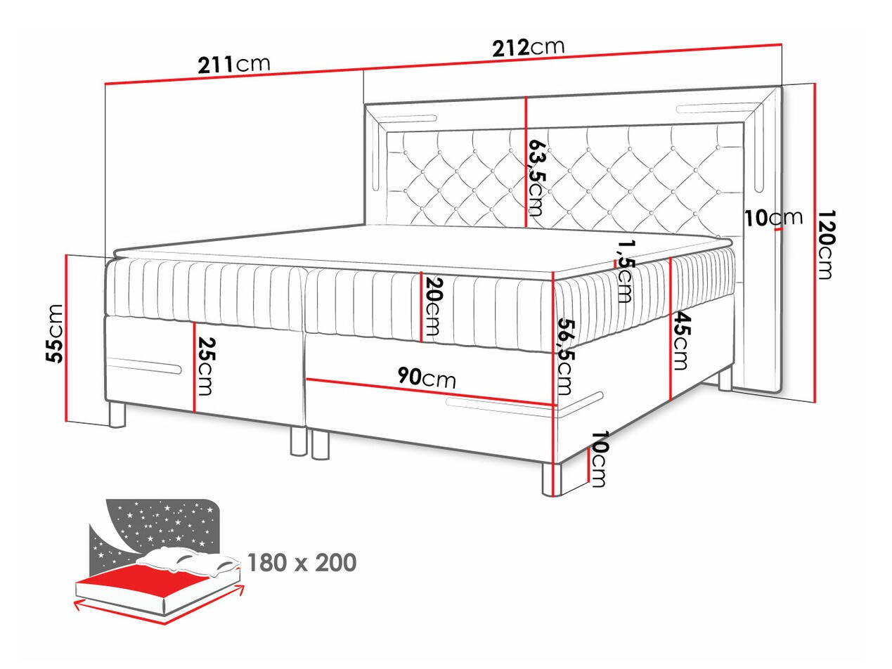 Boxspring krevet Baltimore 189 (Velluto 14)