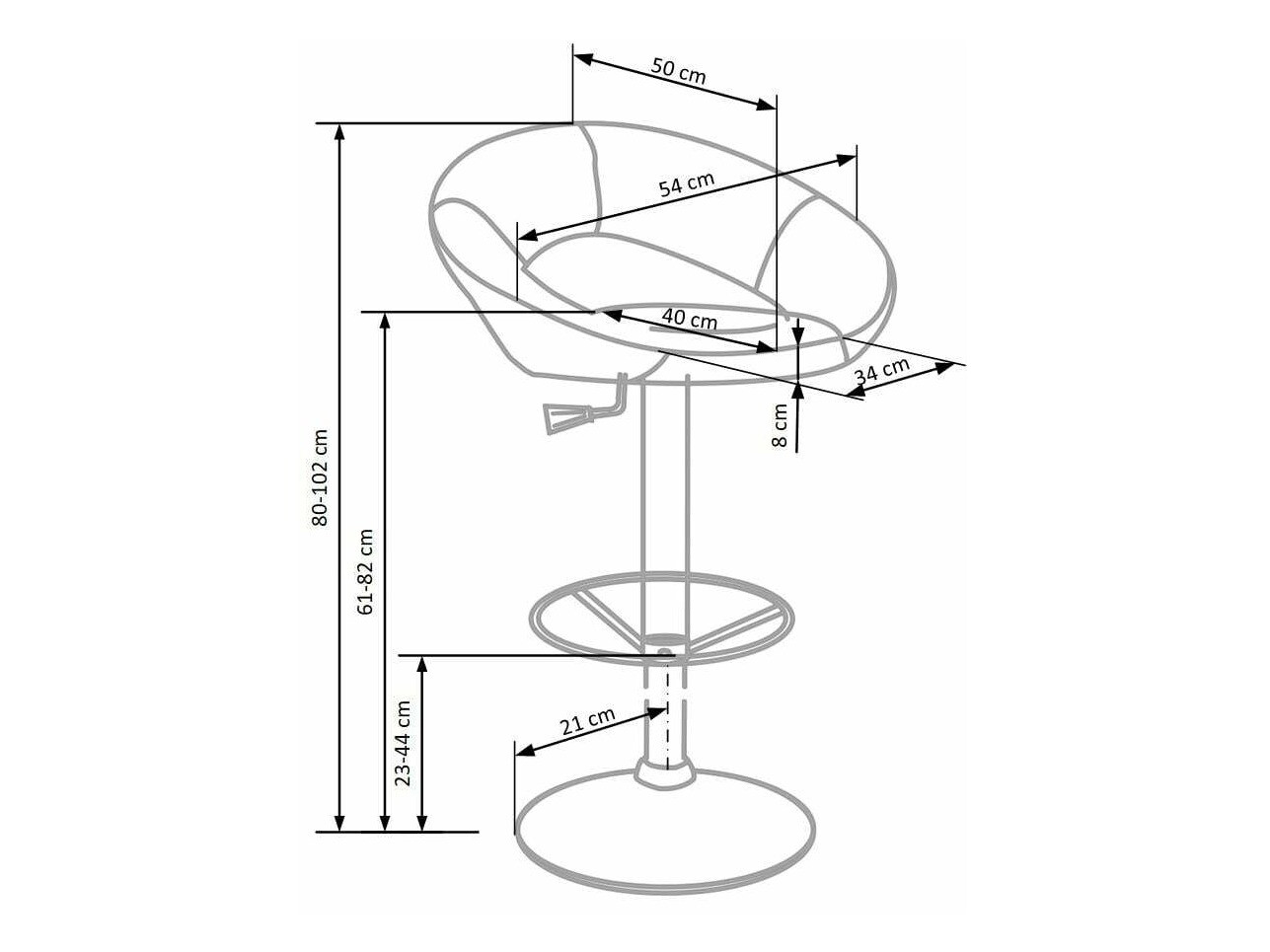 Polubarska stolica Houston 452 (Crna)