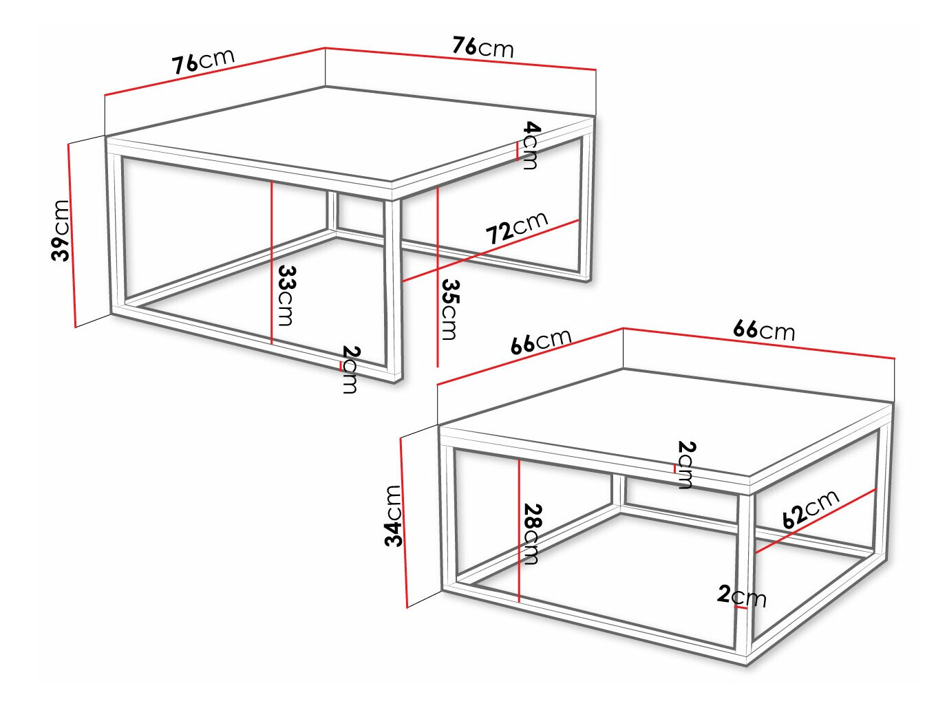 Set stolića za kavu Oswego 101 (Bijeli mramor + Crna)
