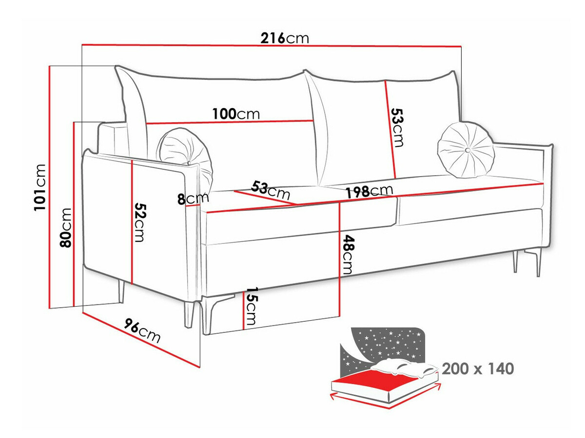 Kauč na razvlačenje Clovis 103 (Manila 35)