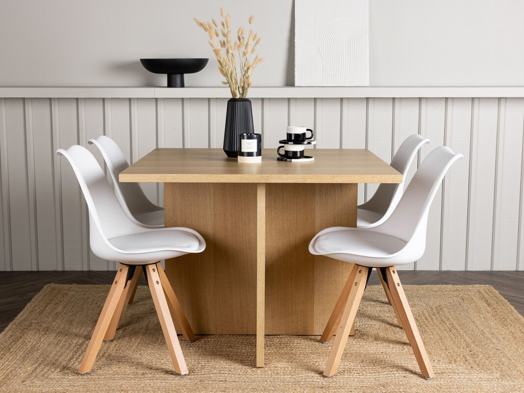 Blagovaonski set Dallas 4001 (Bijela + Svijetlo drvo)