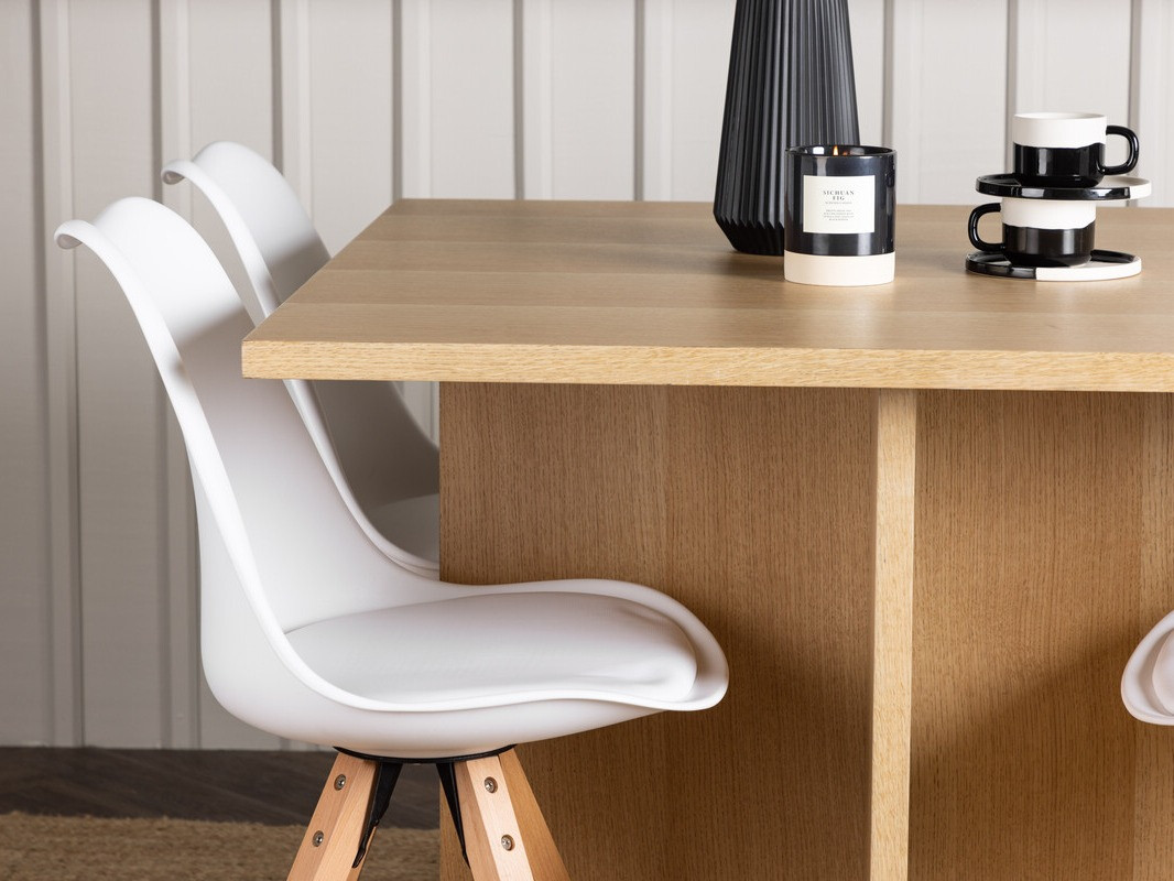 Blagovaonski set Dallas 4001 (Bijela + Svijetlo drvo)