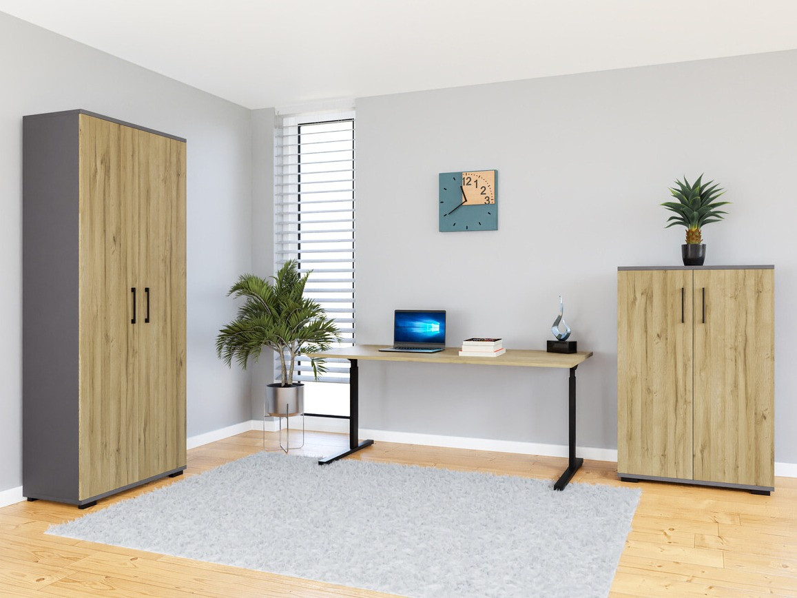Set za kućni ured Lartesi 114 (Grafit + Hrast Grandson)