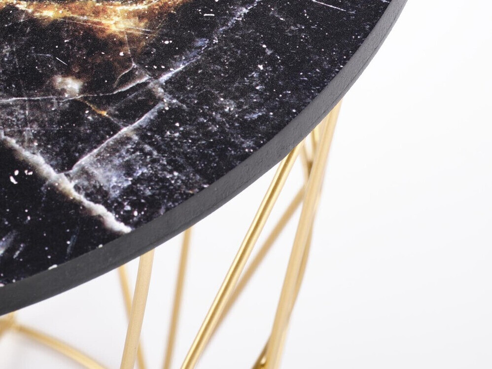 Stolić za kavu Houston 1454 (Zlatno + Crni mramor)