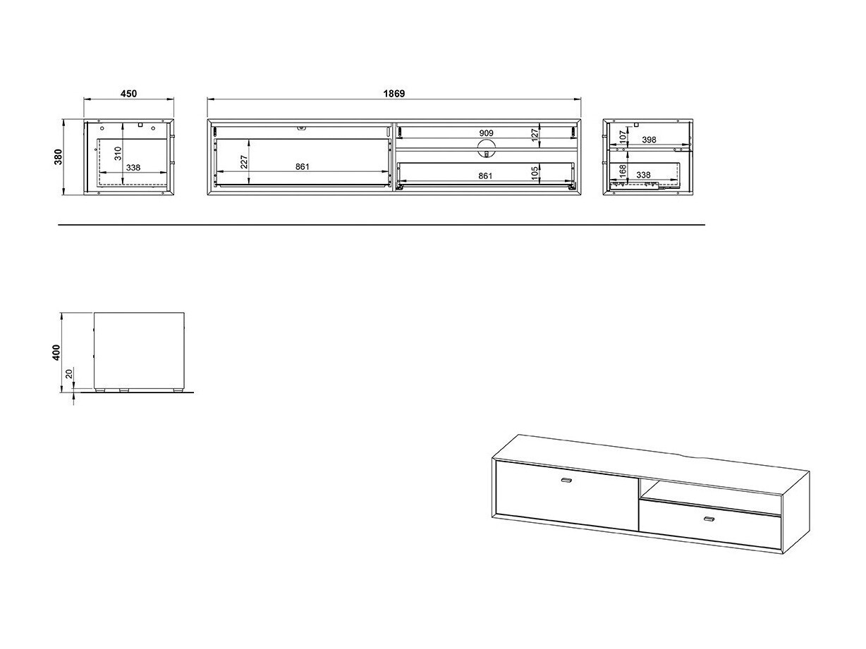 TV stol Sacramento 503 (Bijeljeni bor + Navarra hrast)
