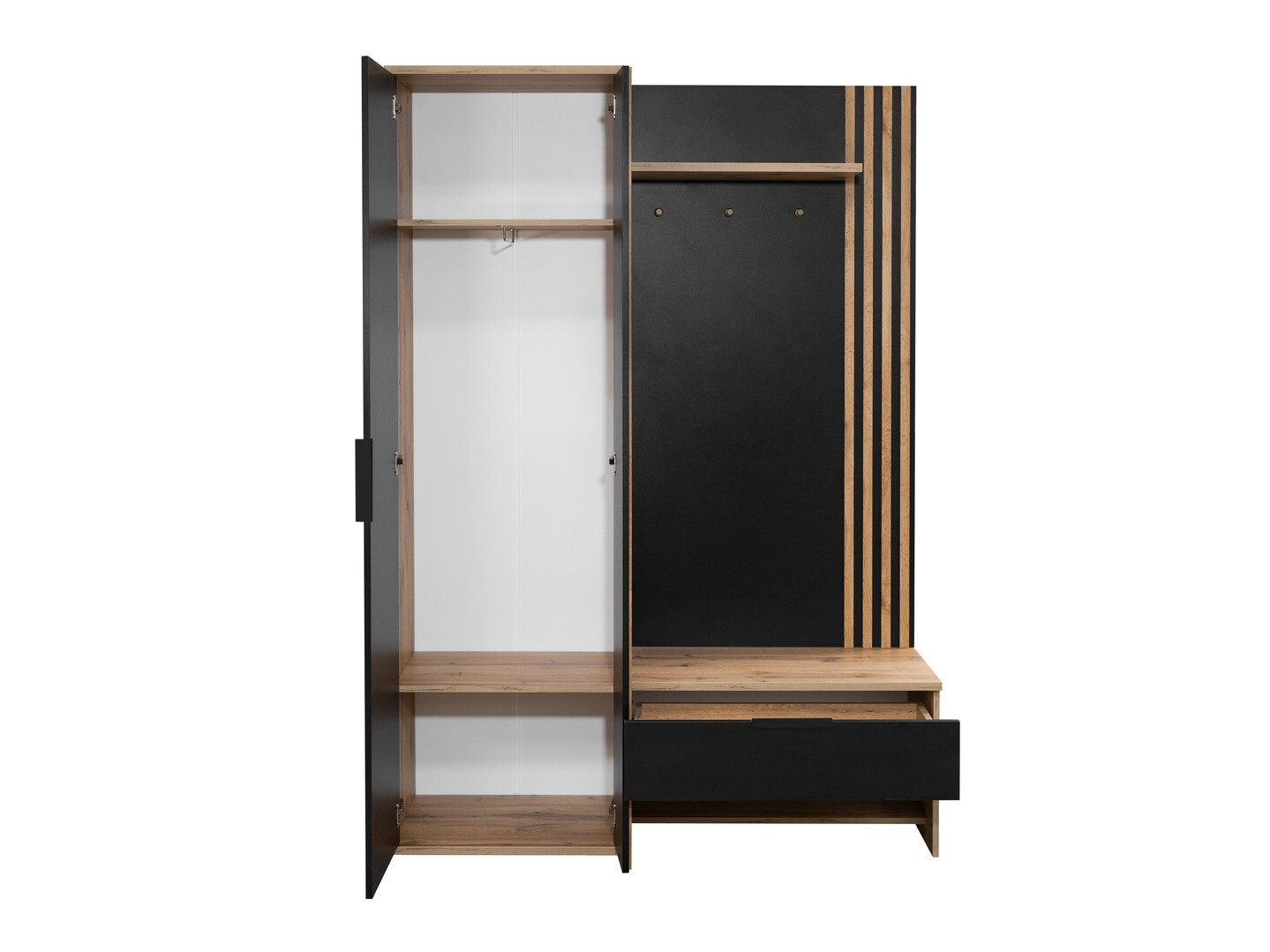 Set za hodnik Honolulu 161 (Crna + Hrast Wotan)