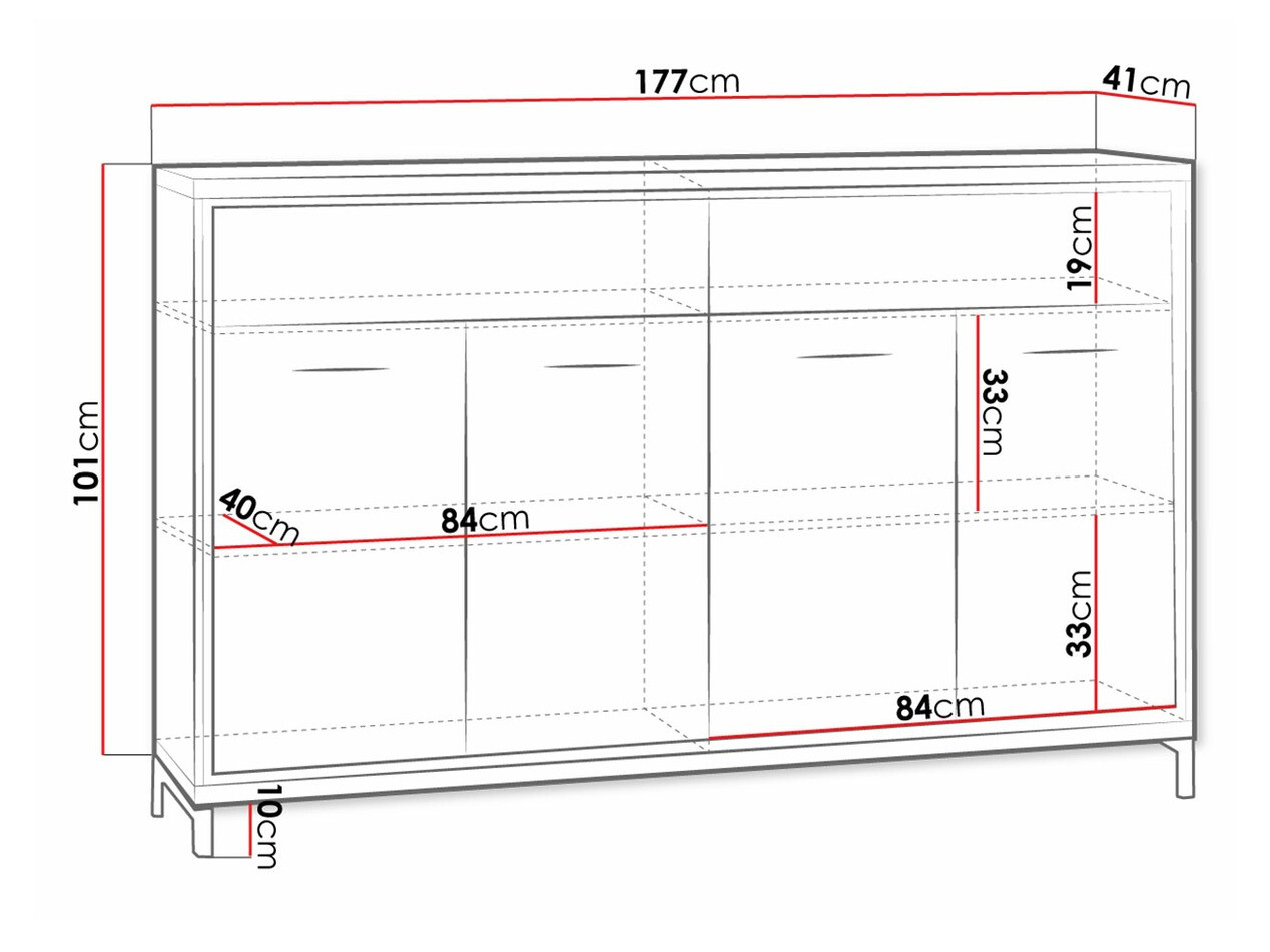 Komoda Etrmoni 105 (Svijetlo drvo + Hrast)