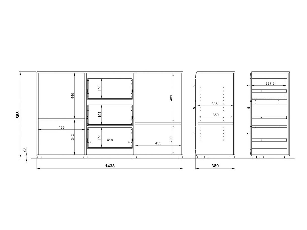 Komoda Livromu 108 (Sjajno bijela + Bijela)
