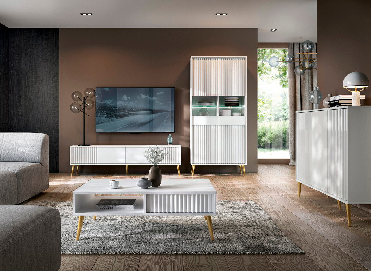 TV stol Cirferi 105 (Bijela + Zlatna)