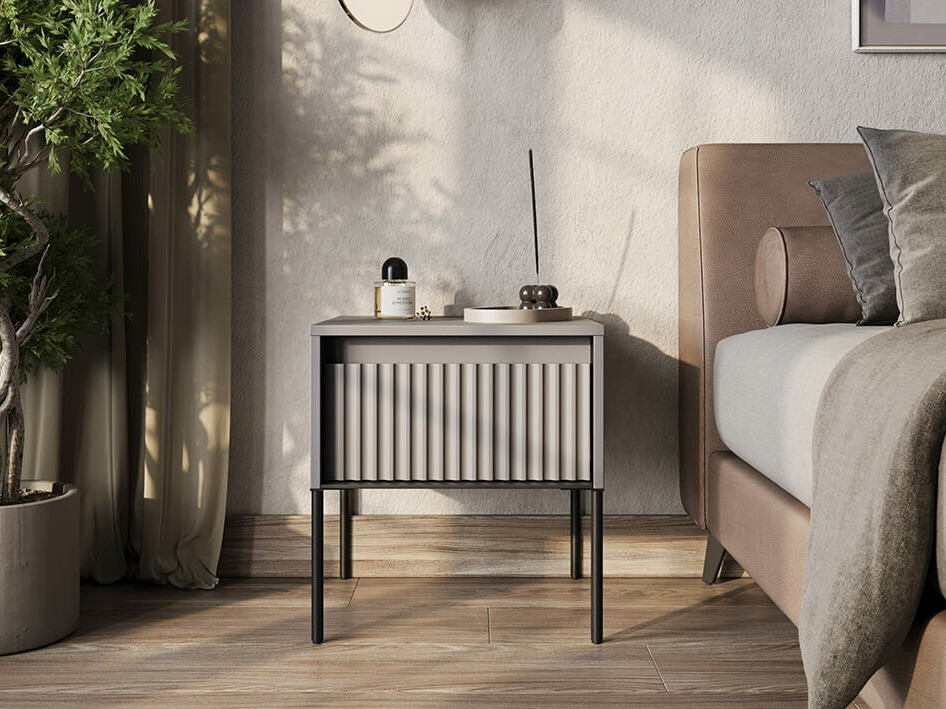 Noćni ormarić Fernolu 111 (Siva + Crna)
