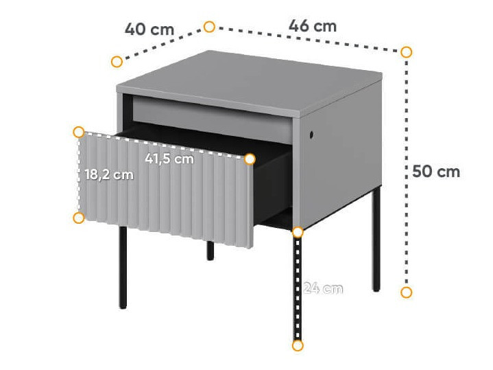 Noćni ormarić Fernolu 111 (Siva + Crna)