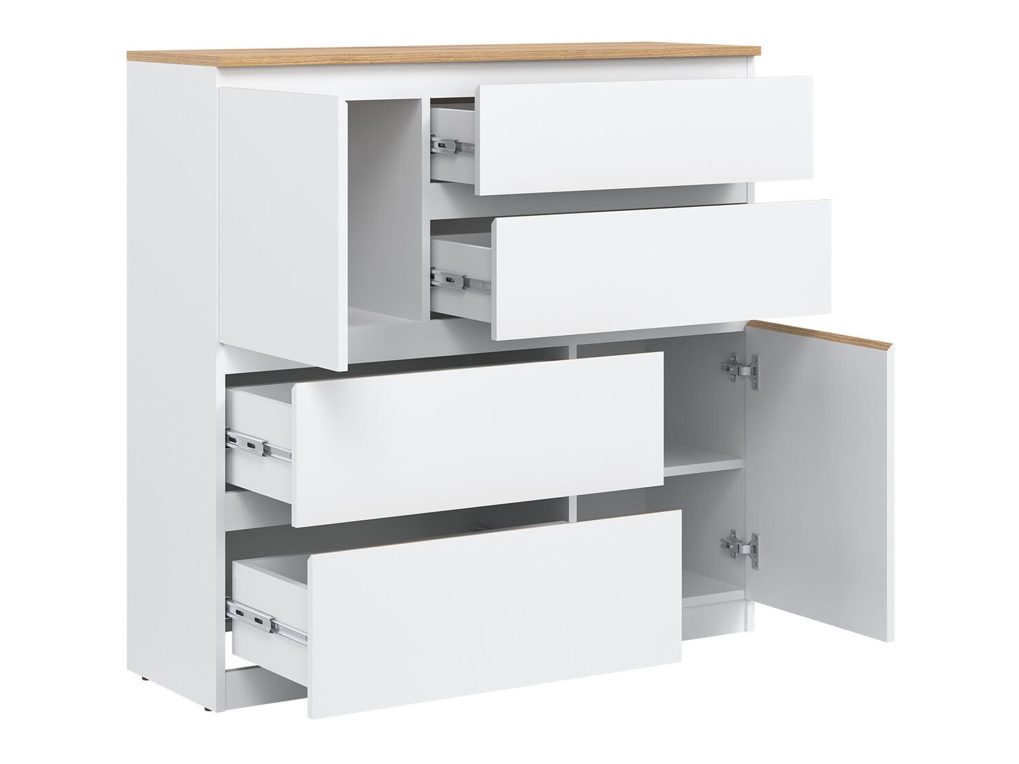 Komoda Catelbi 105 (Bijela + Hrast)