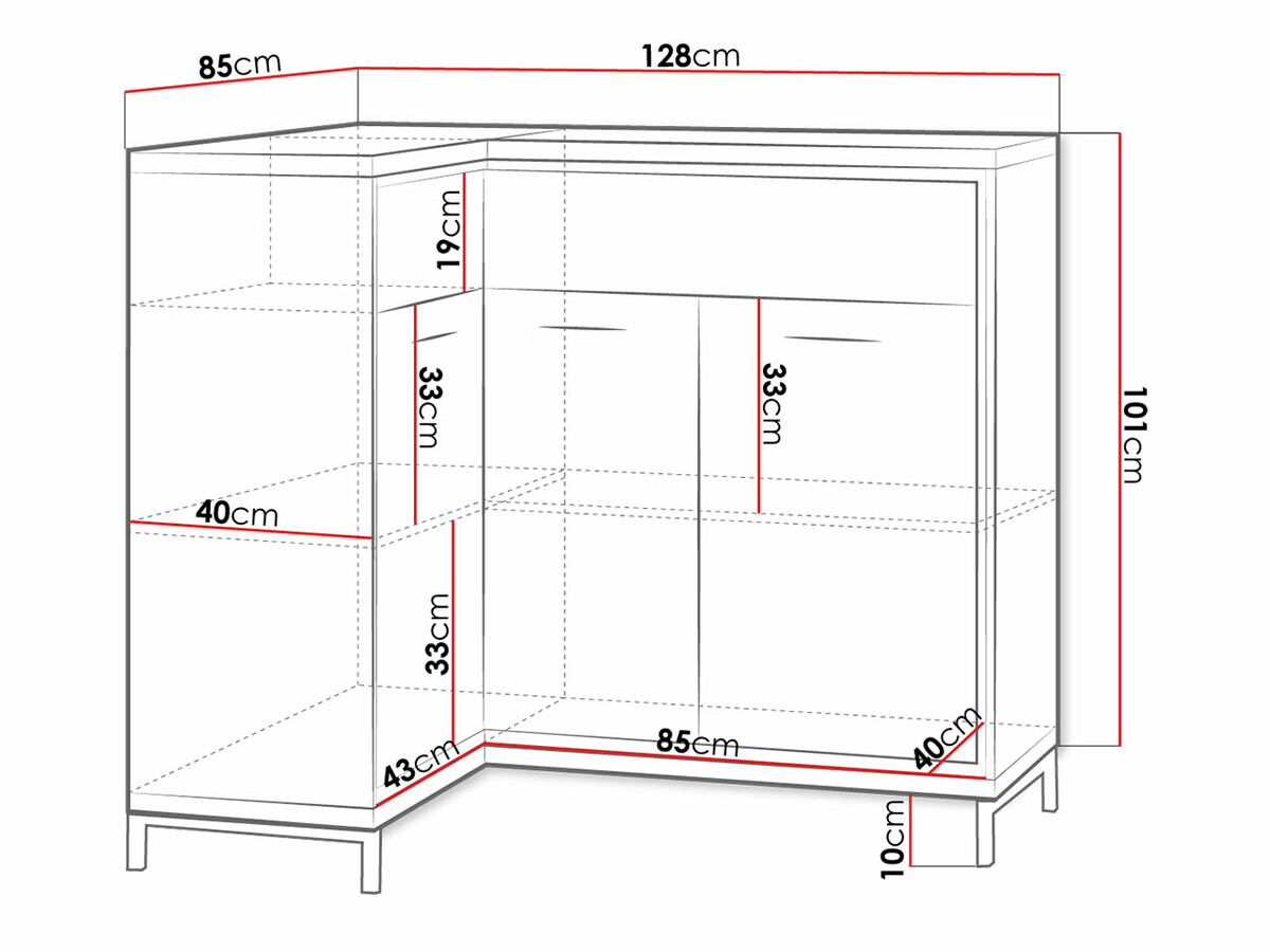 Kutna komoda Etrmoni 121 (Svijetlo drvo + Hrast)