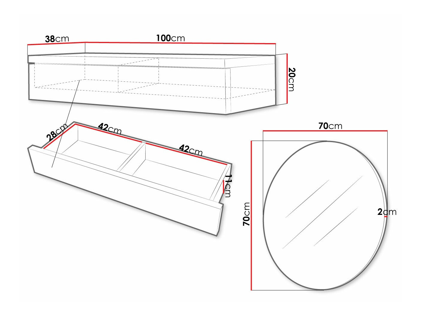Toaletni stolić Providence 188 (Bijela + Sjajno bijela)