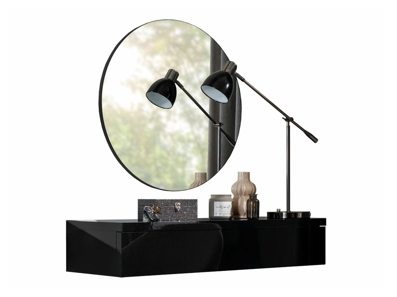 Toaletni stolić Providence 188 (Crna + Sjajno crna)