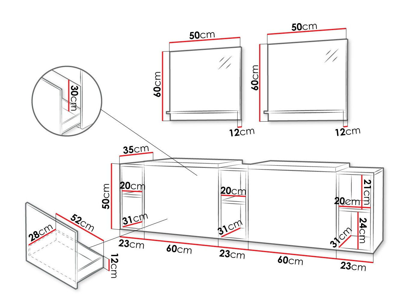 Kupaonski namještaj Comfivo Delphinus IV (Bijela)