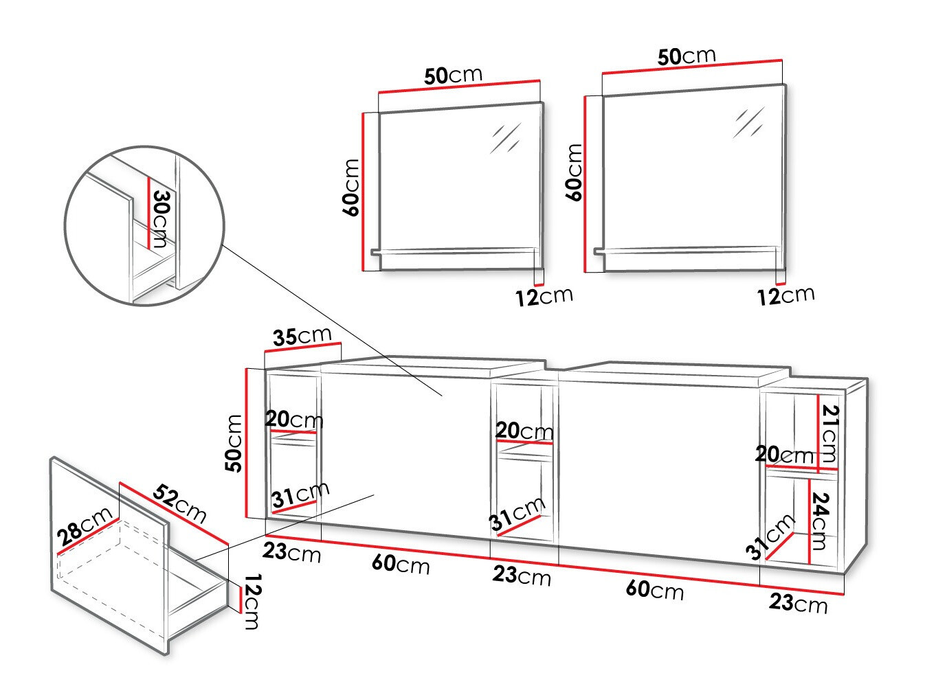 Kupaonski namještaj Comfivo Livciro 104 (Crna + Grafit)