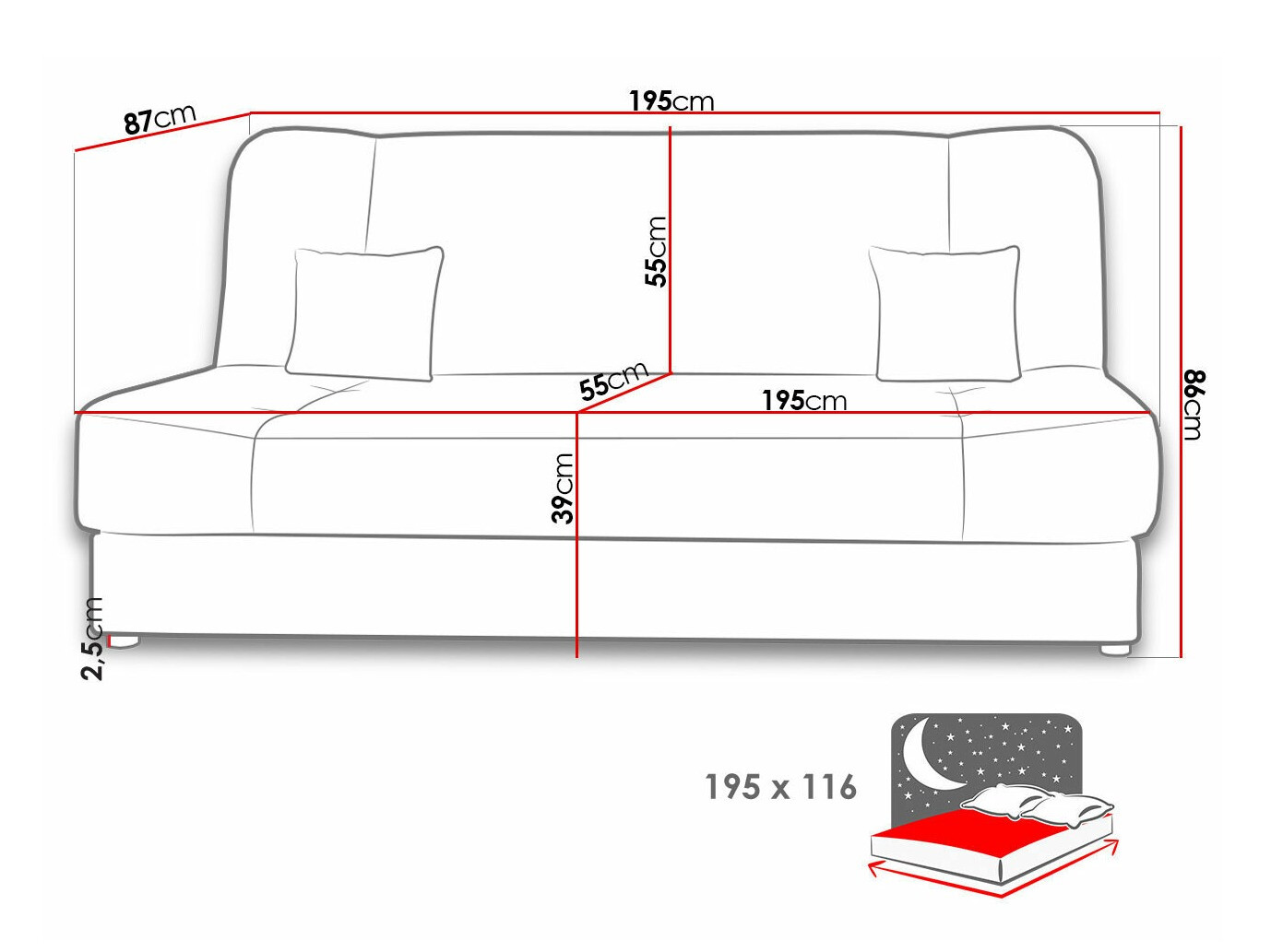 Kauč na razvlačenje Comfivo 136 (Poso 110)
