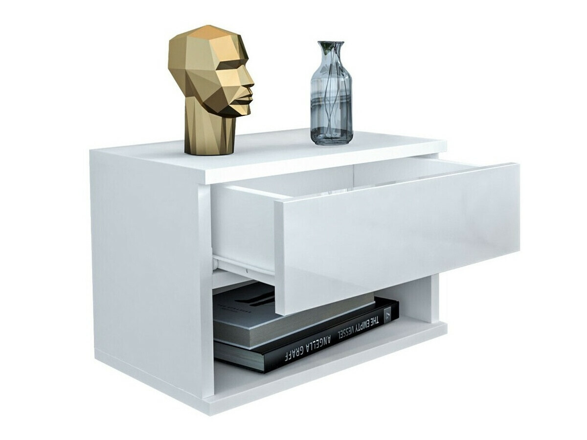 Noćni ormarić Papilix (Bijela + Sjajno bijela)