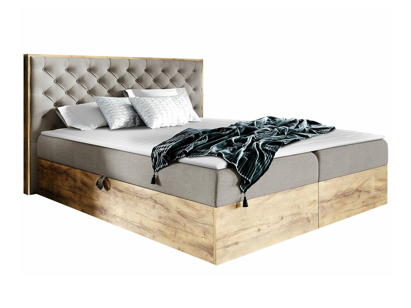 Boxspring krevet Navis I (Hrast Wotan + Faro 20)