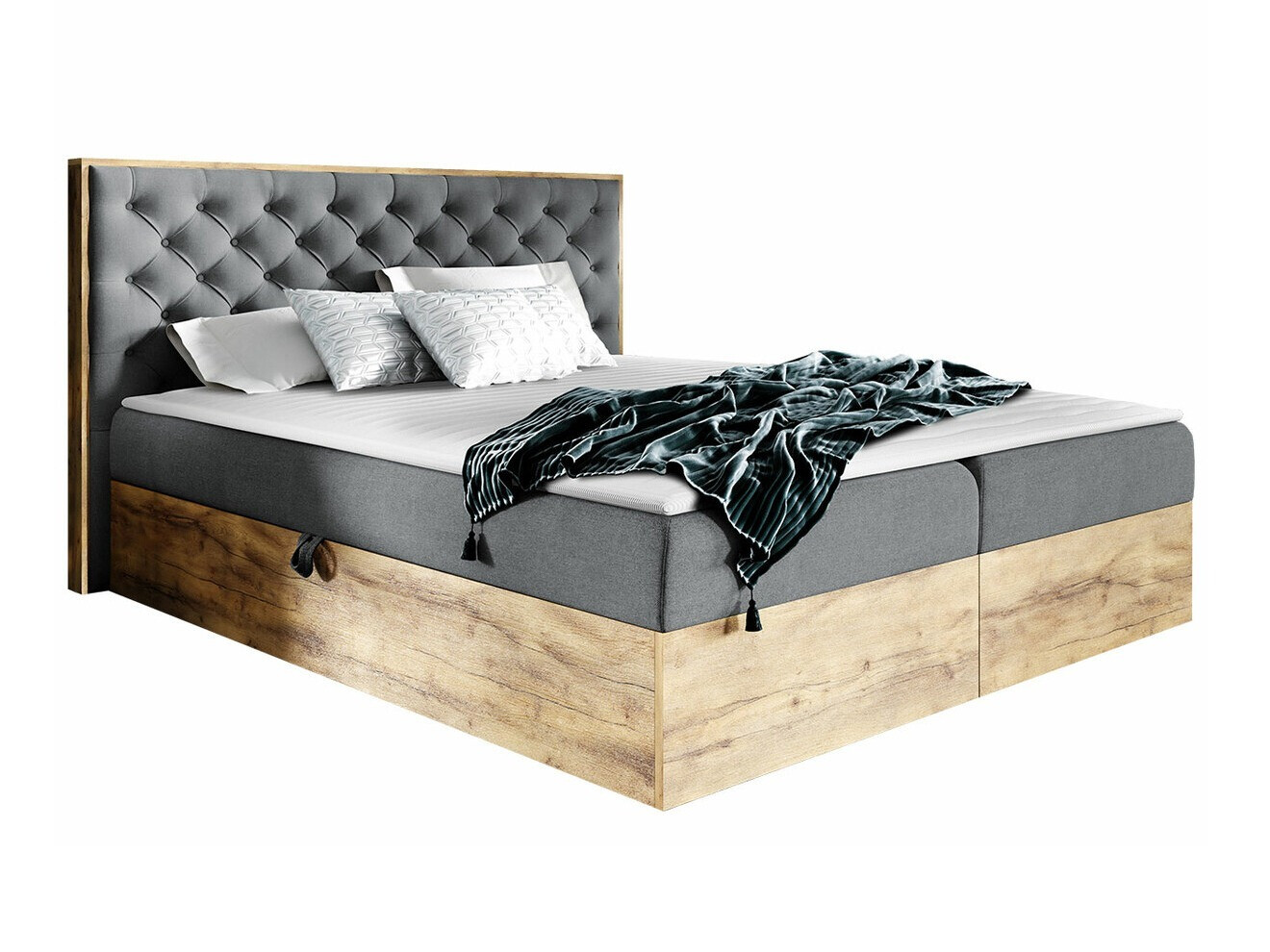 Boxspring krevet Navis I (Hrast Wotan + Faro 4)