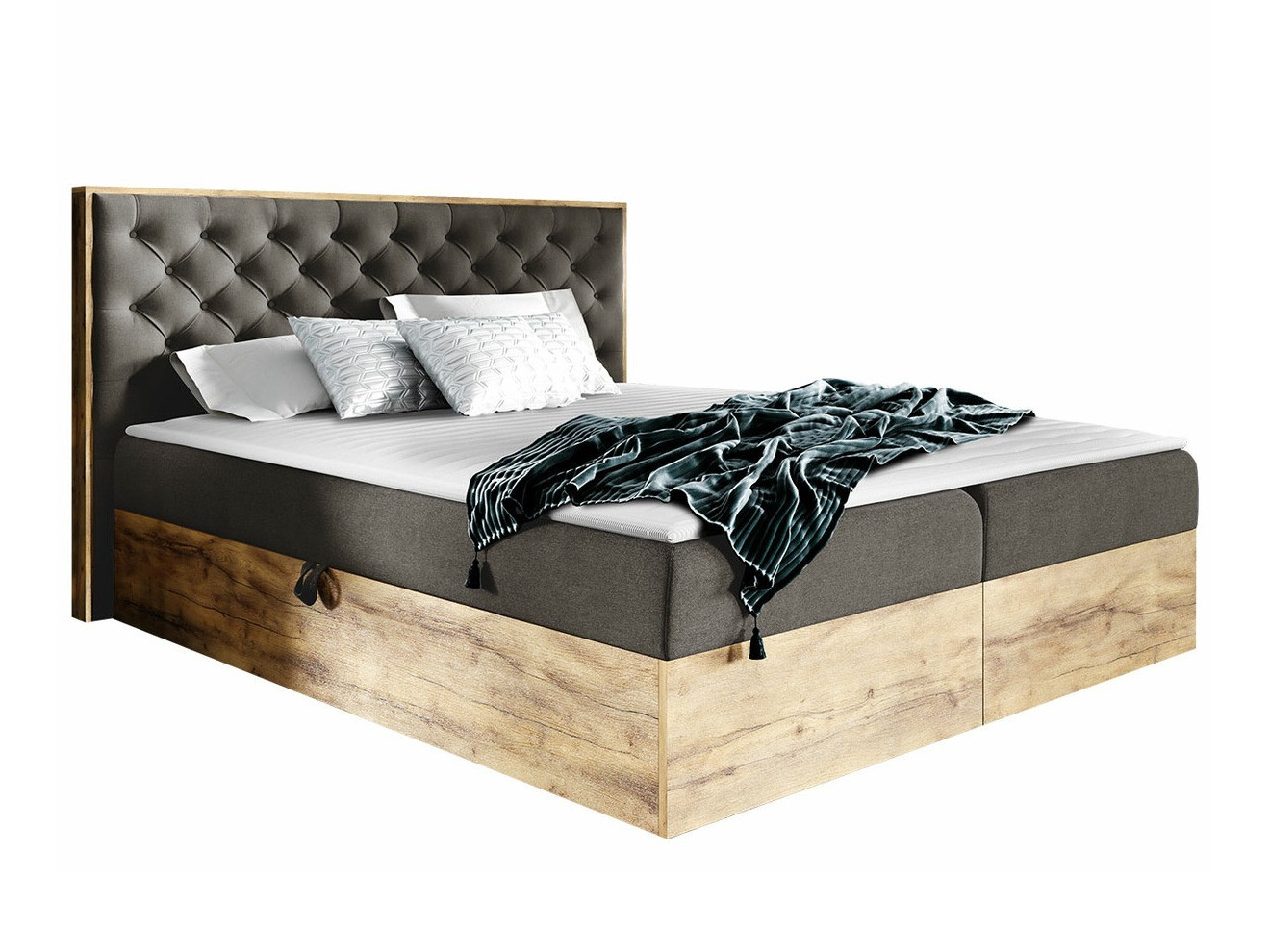 Boxspring krevet Navis I (Hrast Wotan + Faro 5)