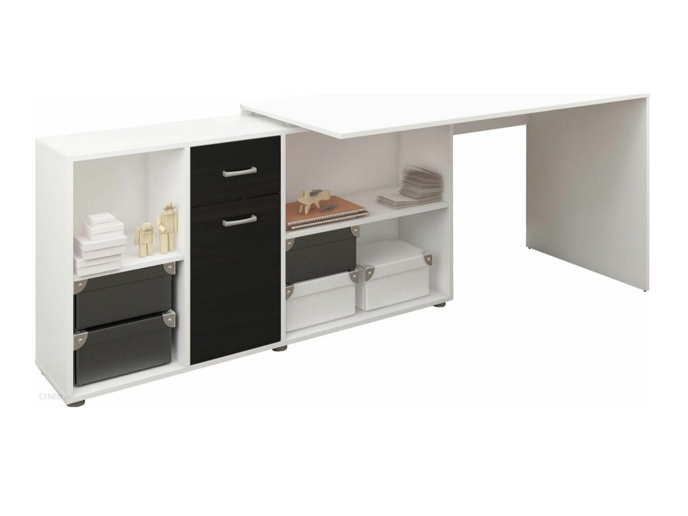 Kutni uredski stol Gilroy 113 (Bijela + Sjajno crna)