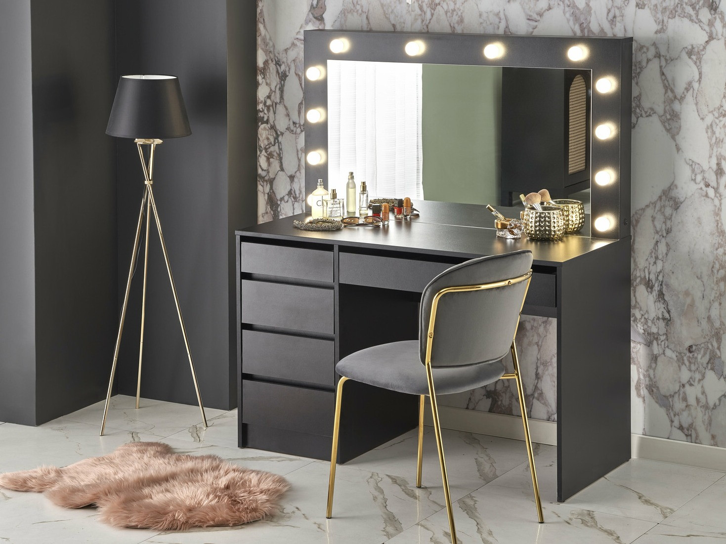 Toaletni stolić Houston 1504 (Crna)