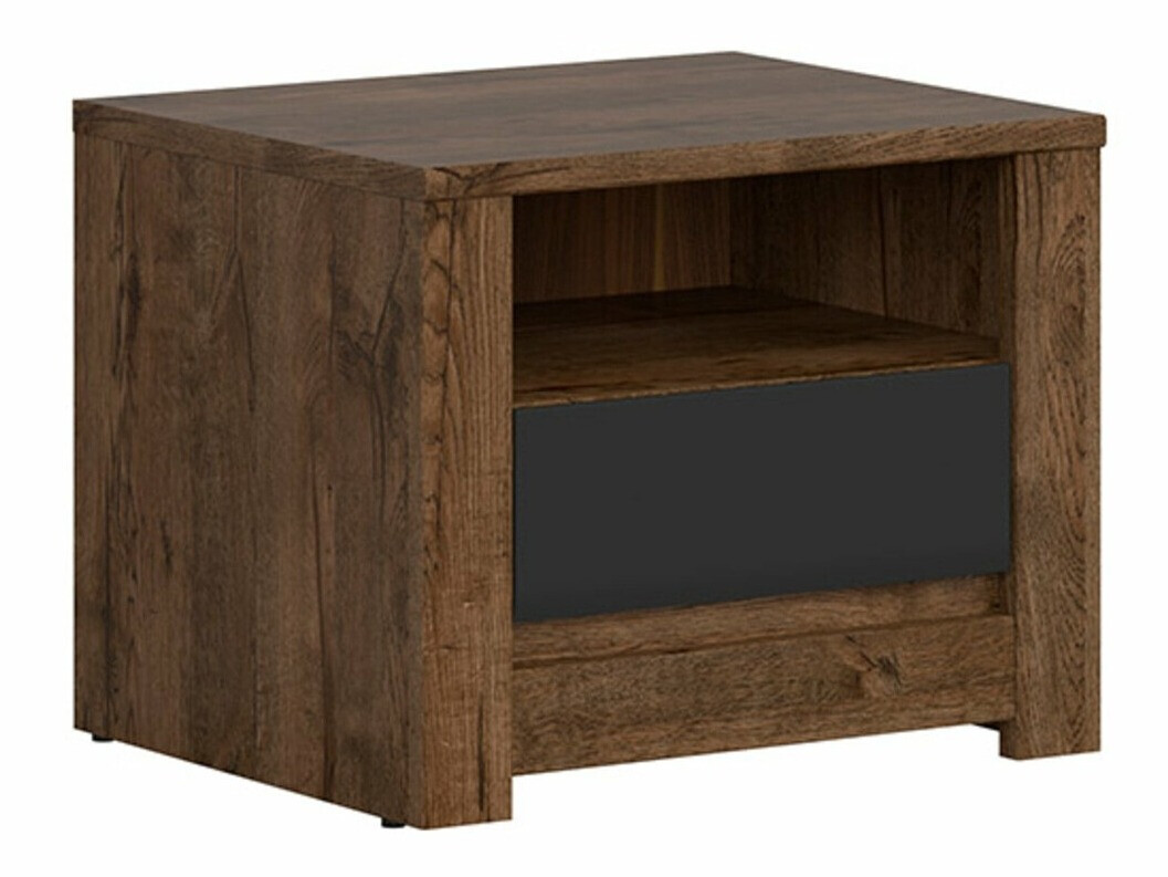 Noćni ormarić Ophevaru 115 (Mat crna + April hrast)