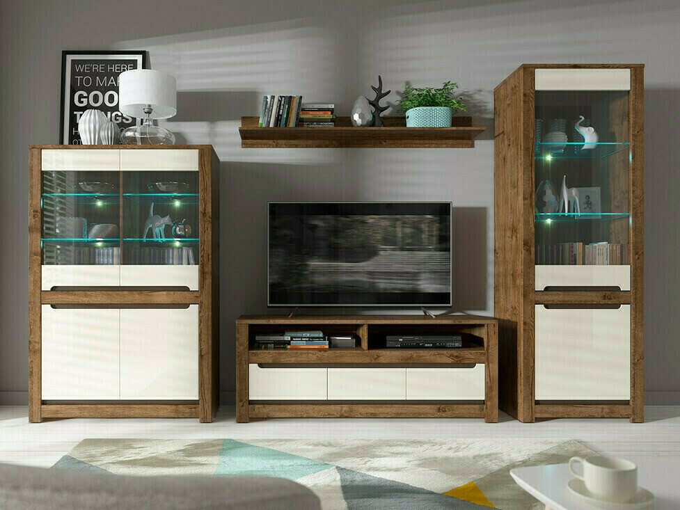 Polica Ophevaru 107 (Sjajna krem + April hrast)