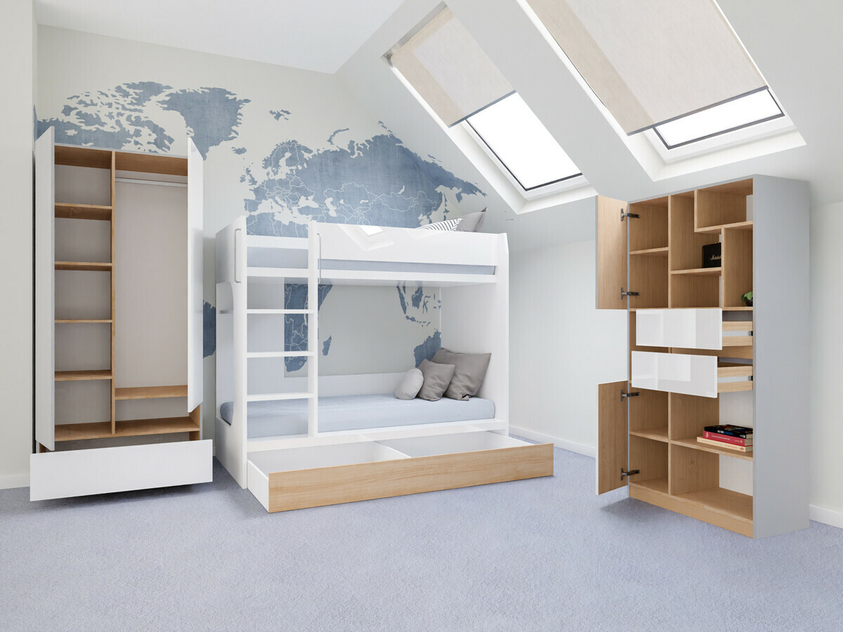 Set za dječju sobu Nuevaru 119 (Sjajno bijela)