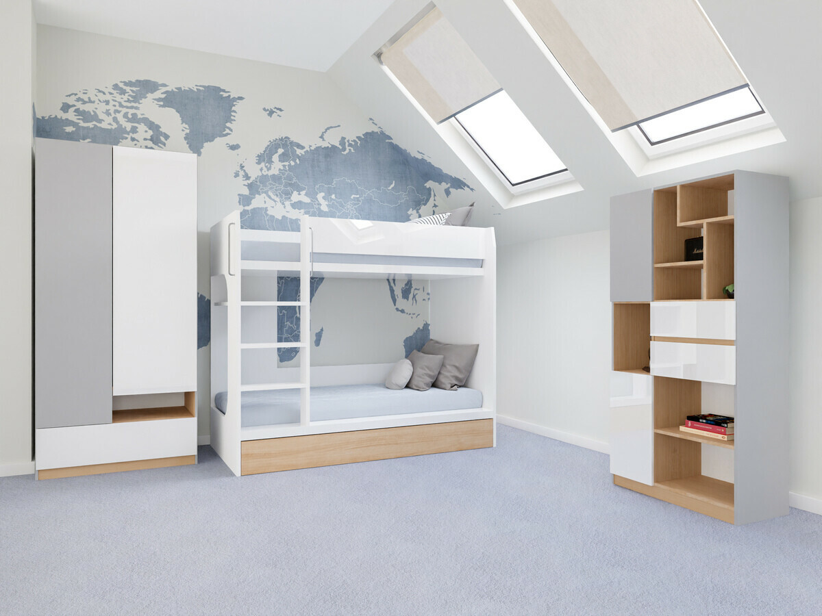 Set za dječju sobu Nuevaru 119 (Sjajno bijela)