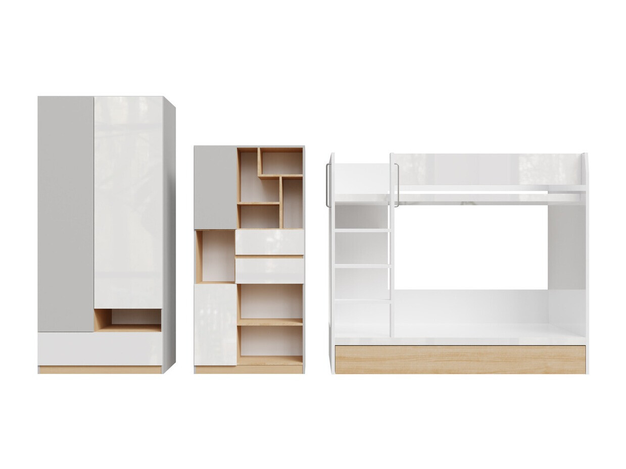 Set za dječju sobu Nuevaru 119 (Sjajno bijela)