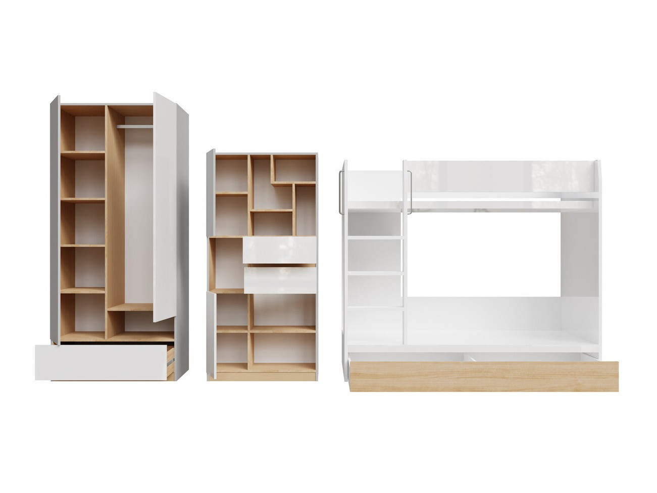 Set za dječju sobu Nuevaru 119 (Sjajno bijela)