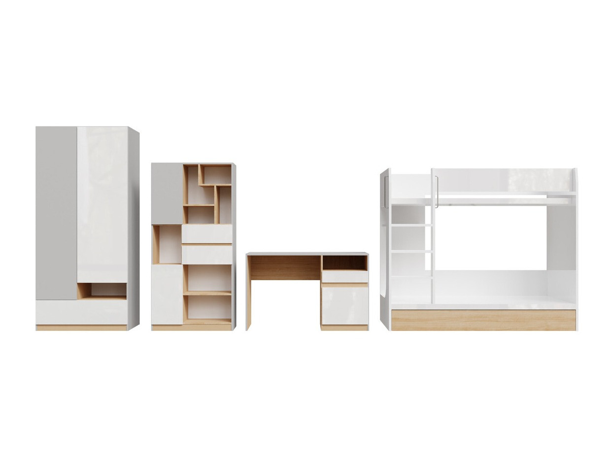 Set za dječju sobu Nuevaru 119 (Sjajno bijela)