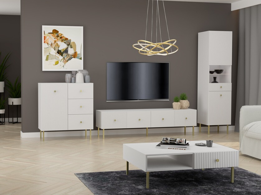 Polica Etliva 107 (Bijela + Zlatna)