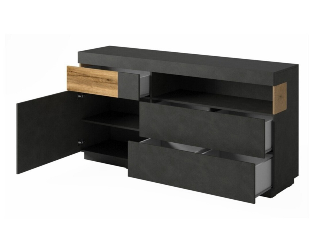 Komoda Livlore 107 (Siva Matera + Hrast Wotan)