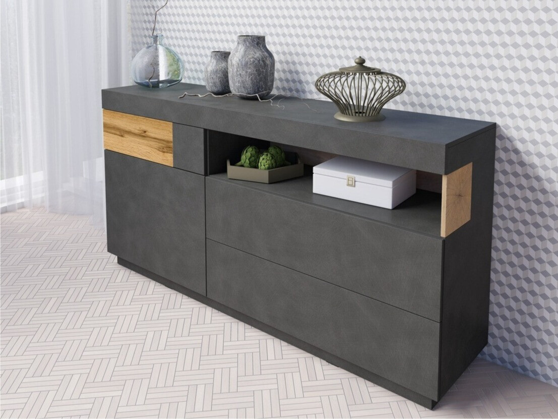Komoda Livlore 107 (Siva Matera + Hrast Wotan)