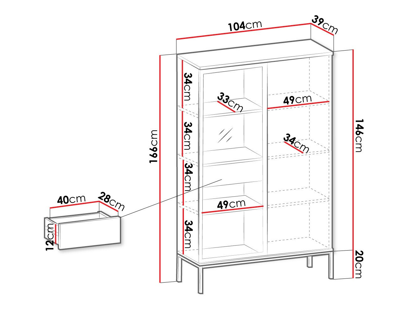 Polica Manal (Crna + Hrast Wotan)