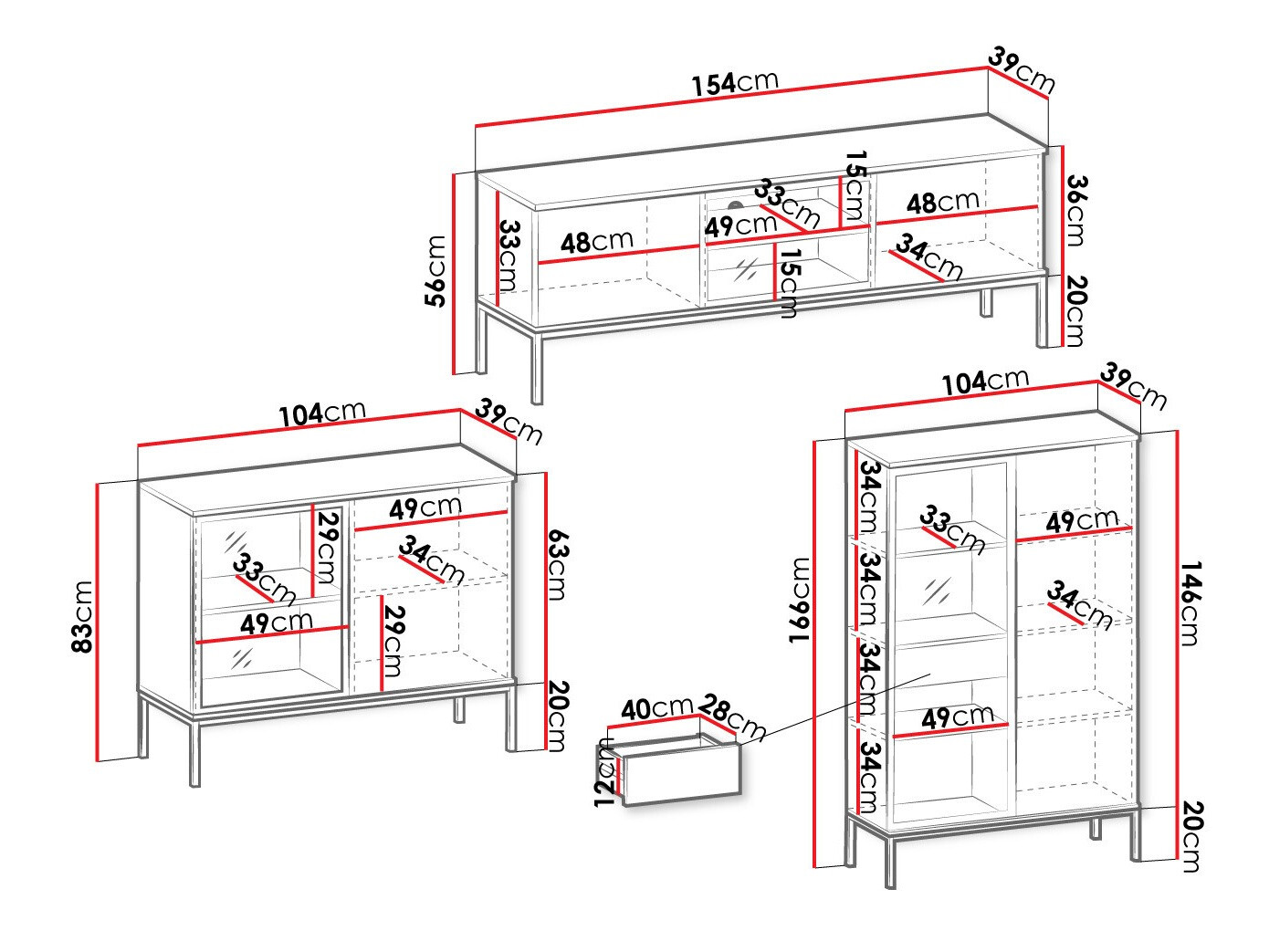 Set za dnevni boravak Manal (Crna + Hrast Wotan)