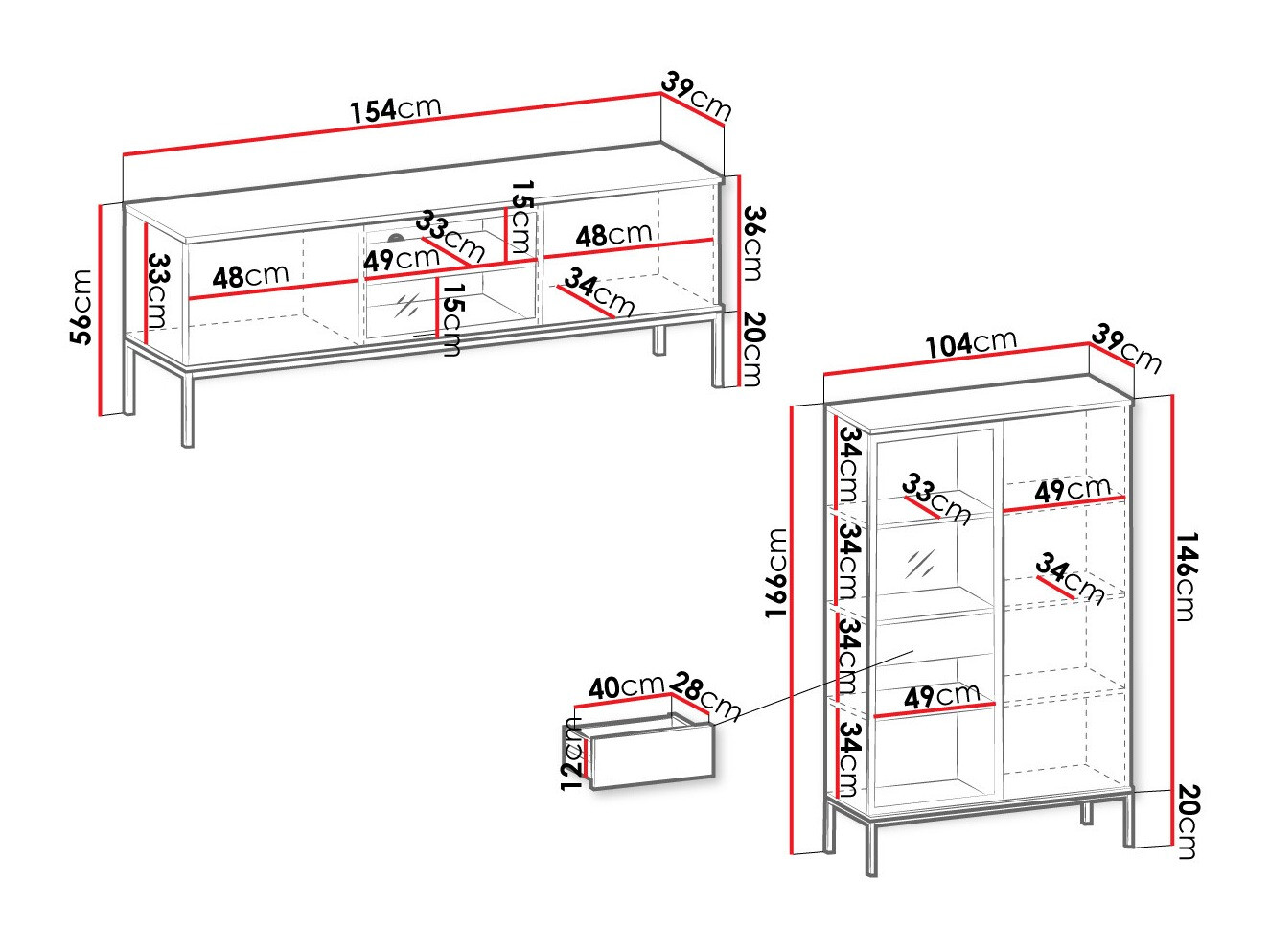 Set za dnevni boravak Manal I (Crna + Hrast Wotan)