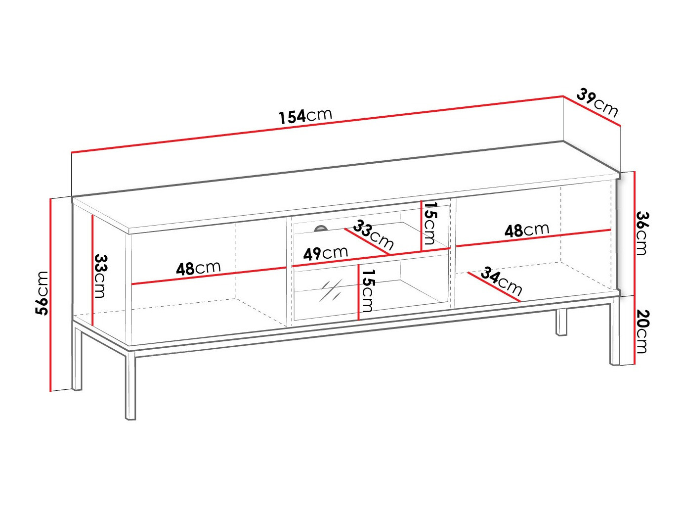 TV stol Manal (Crna + Hrast Wotan)