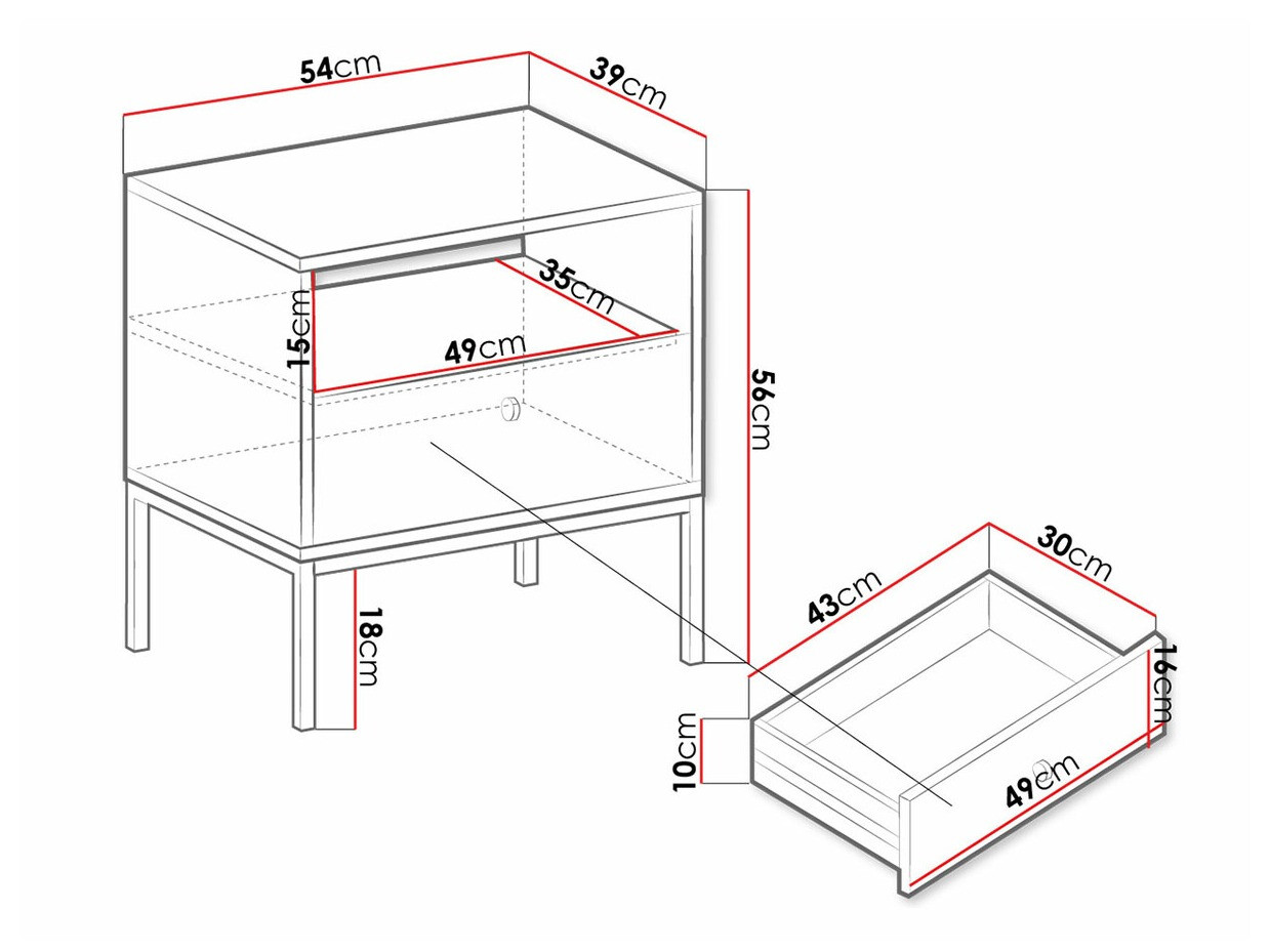 Noćni ormarić Romveri 106 (Bijela)