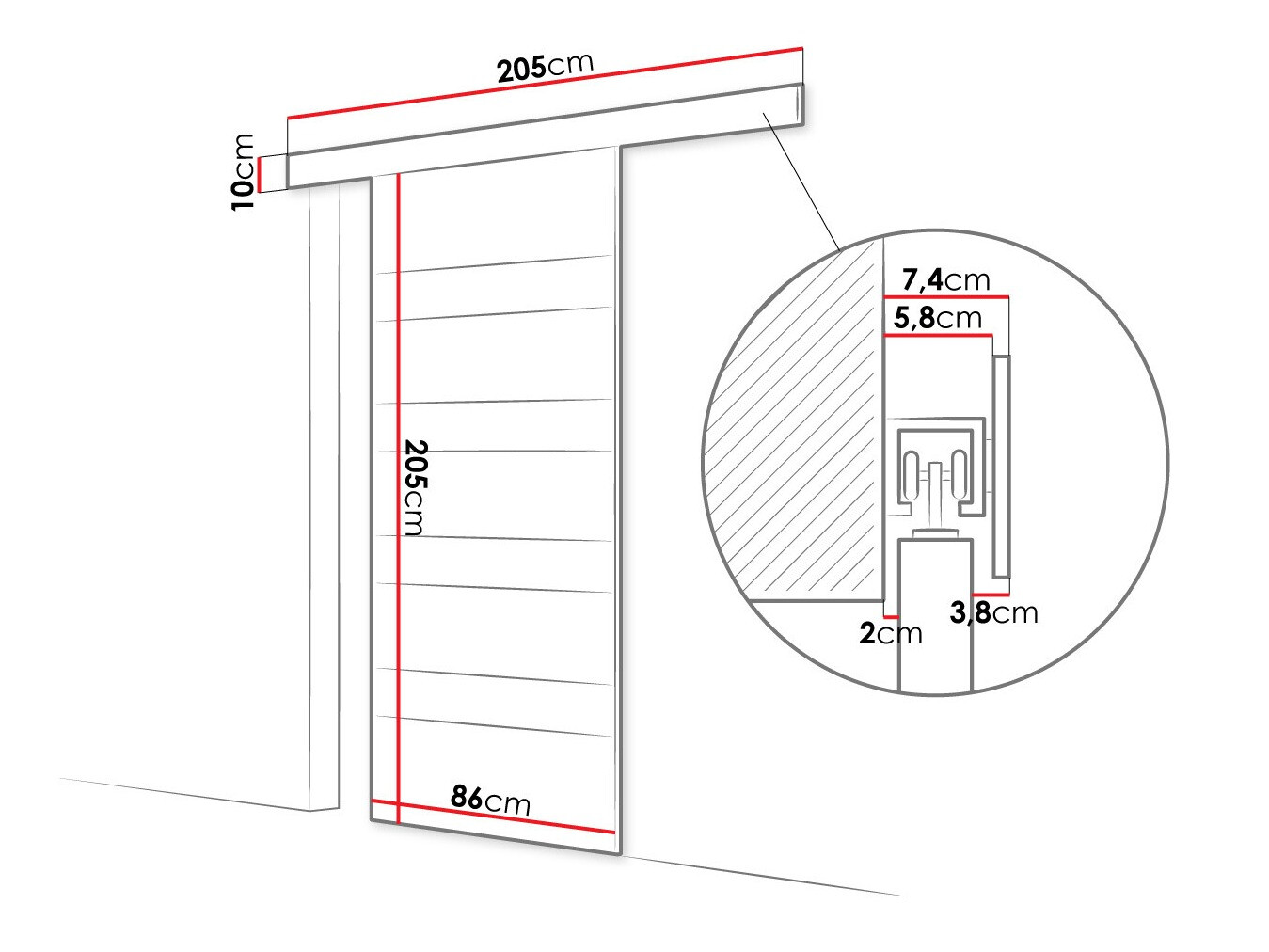 Klizna vrata Closico 173 (Bijela + Crna)