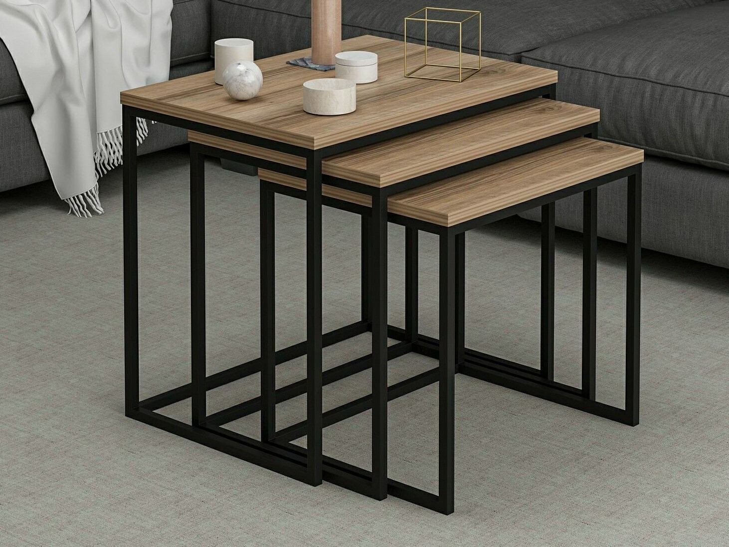 Set stolića za kavu Kailua 112 (Orah + Crna)