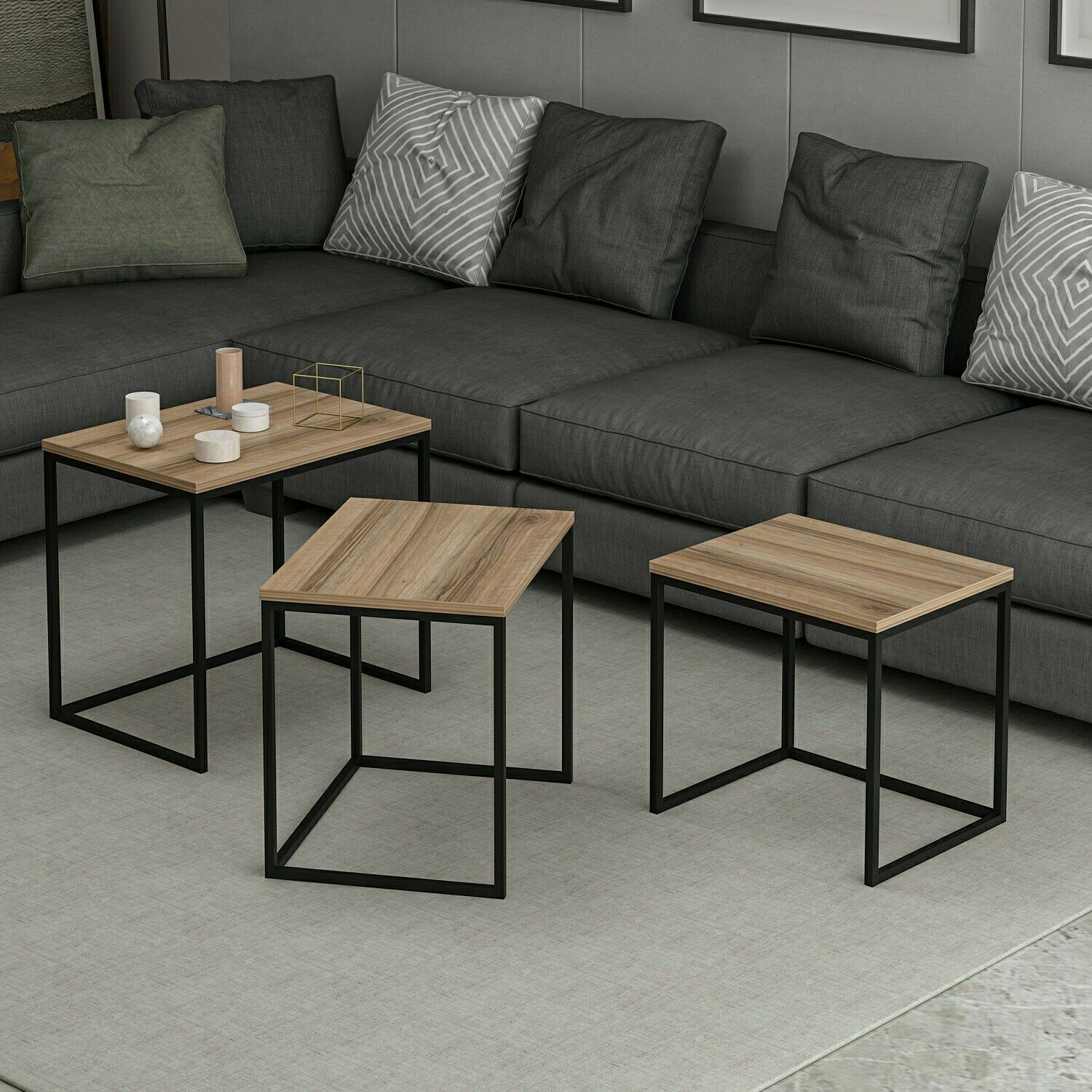 Set stolića za kavu Kailua 112 (Orah + Crna)