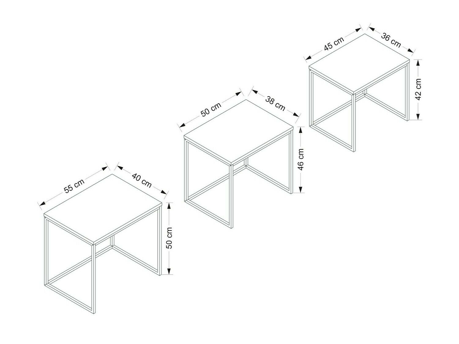 Set stolića za kavu Kailua 112 (Orah + Crna)
