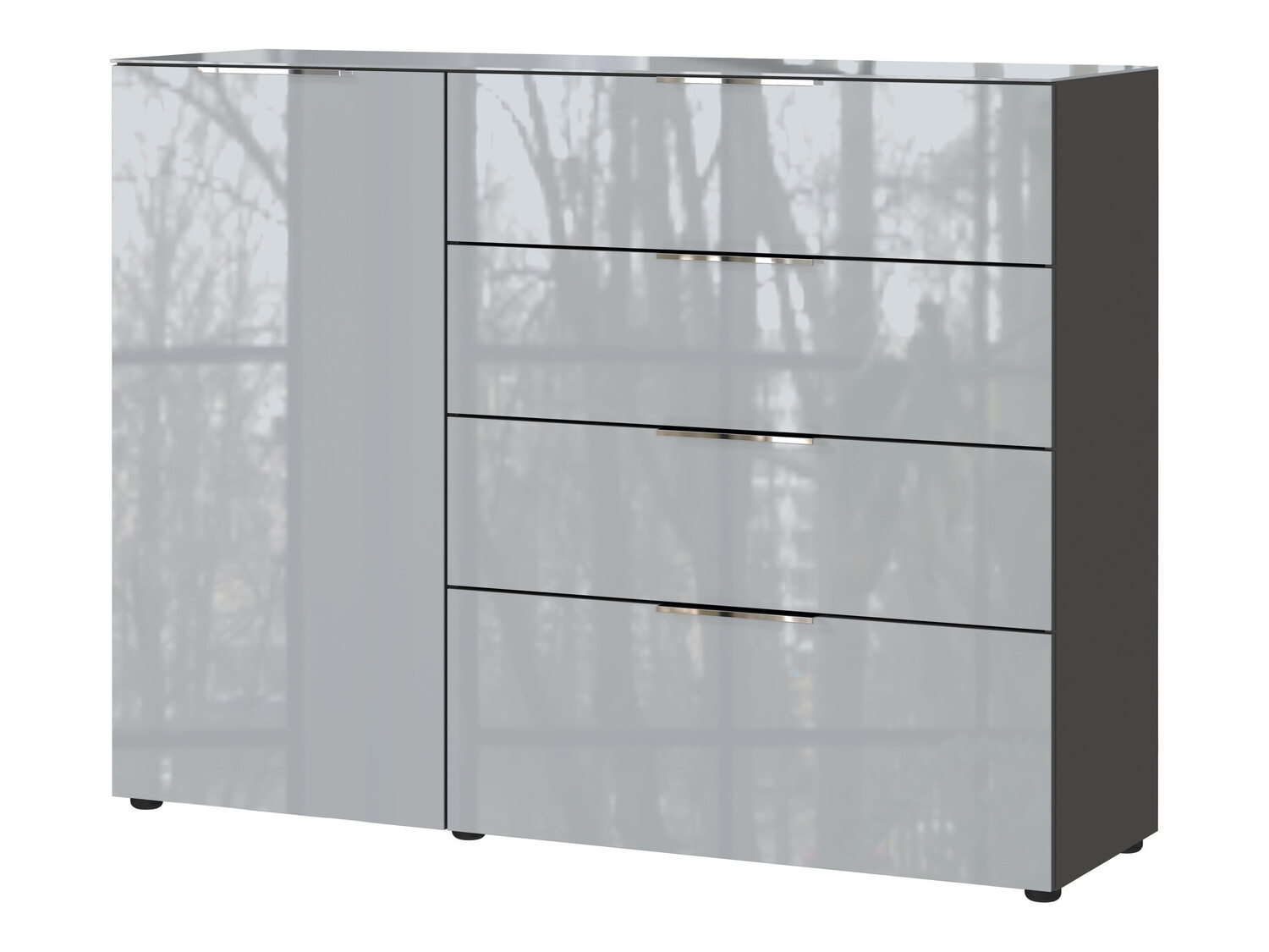 Komoda Sacramento 300 (Grafit + Sjajno sivo)