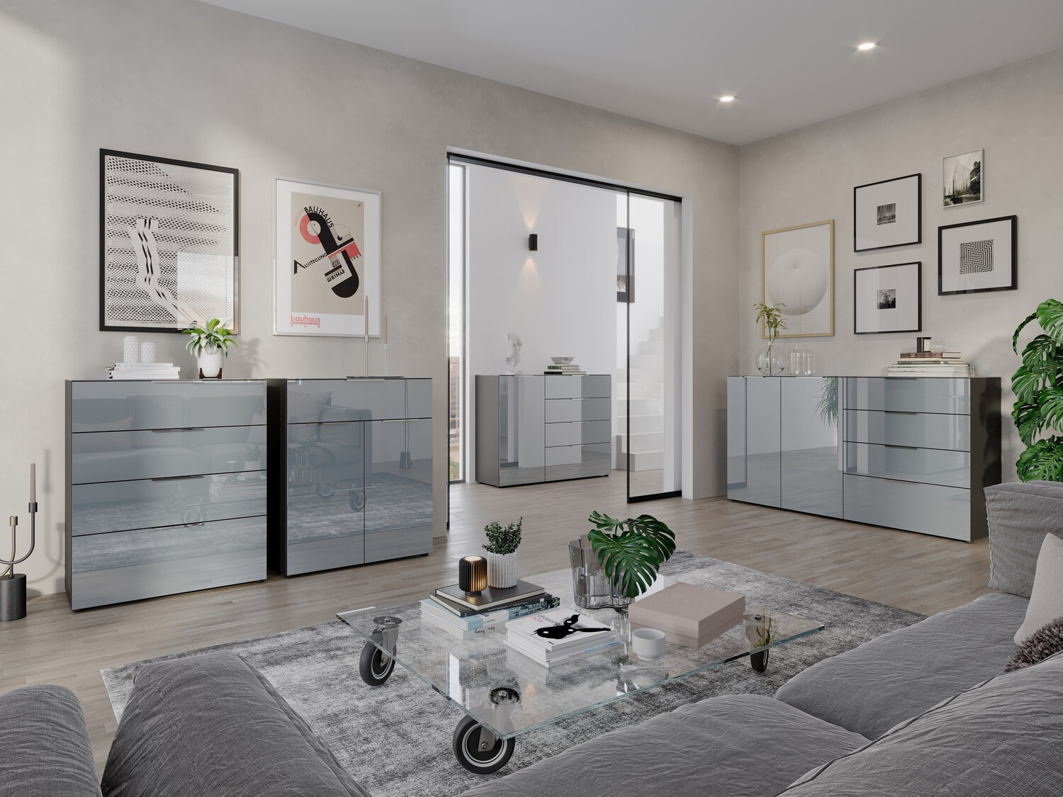 Komoda Sacramento 302 (Grafit + Sjajno sivo)