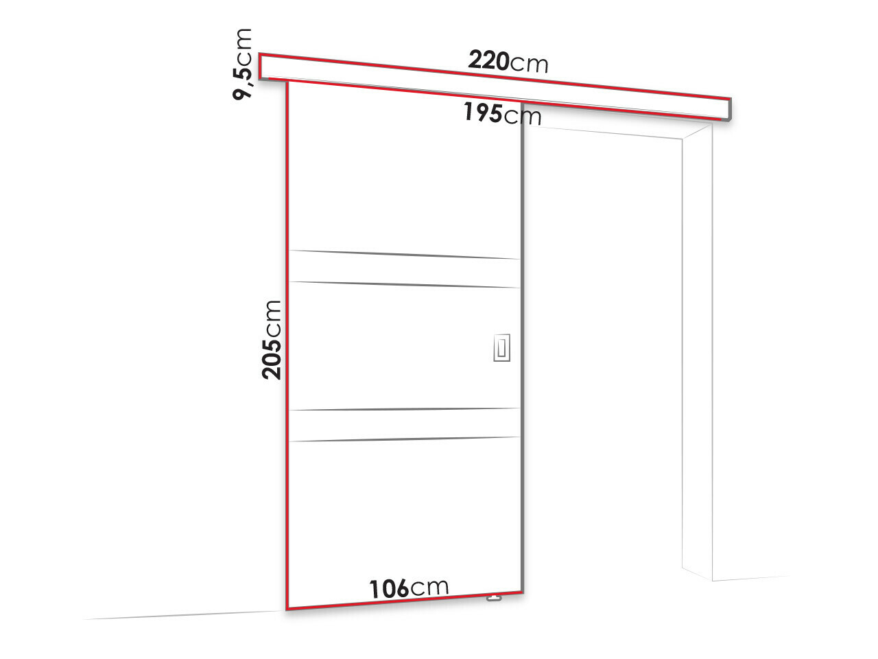 Klizna vrata Dover 176 (Sonoma hrast + Crna)